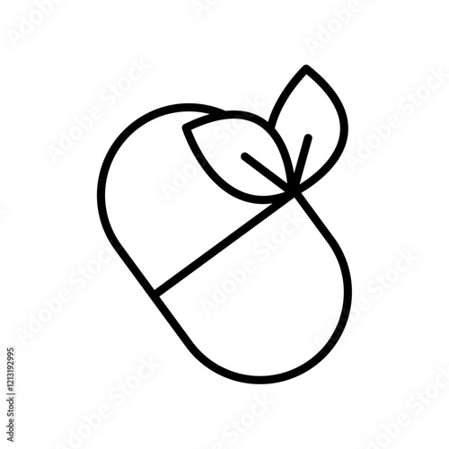 Natural medicine icon black and white vector sign