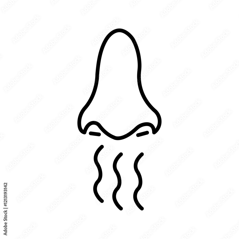 Nose with smoke icon black and white vector sign Nose with smoke icon black and white vector sign