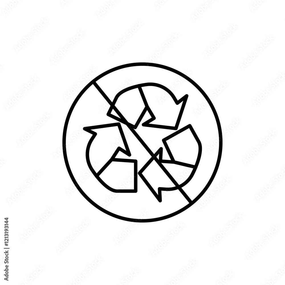 Non Recyclable icon black and white vector sign Non Recyclable icon black and white vector sign