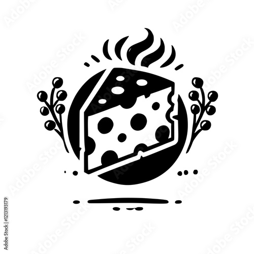 A delectable illustration of cheese, perfect for menus, culinary blogs, or any food-related project. This design is both visually appealing and appetizing.