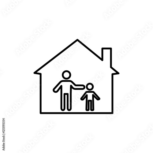 Orphanage house icon black and white vector sign