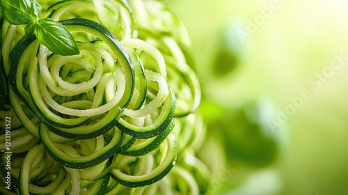 Close-up of vibrant green plant, intricate spiral pattern on leaves, showcasing nature's design and organic beauty. photo