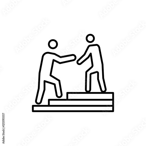 Person help someone icon black and white vector sign
