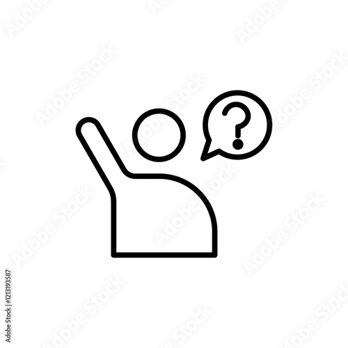 Person asking question icon black and white vector sign