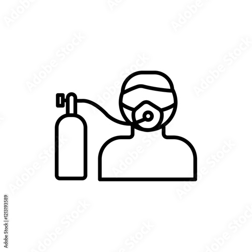 Person with oxygen mask icon black and white vector sign