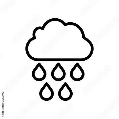 Rainy weather icon black and white vector sign