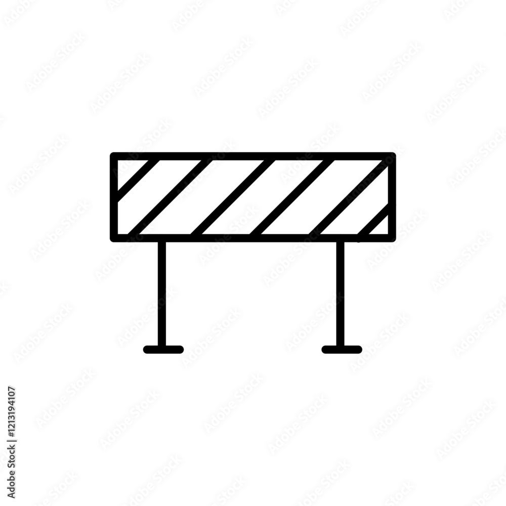 Roadblock icon black and white vector sign Roadblock icon black and white vector sign
