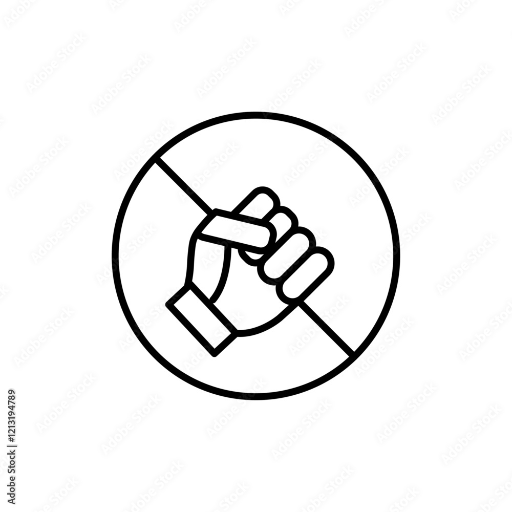Fototapeta premium Stop violence icon black and white vector sign