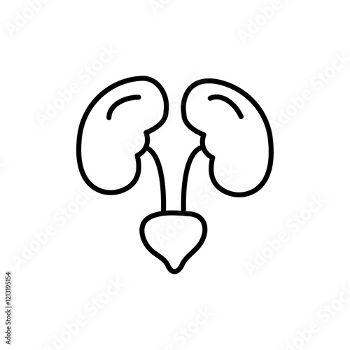 Urinary system icon black and white vector sign