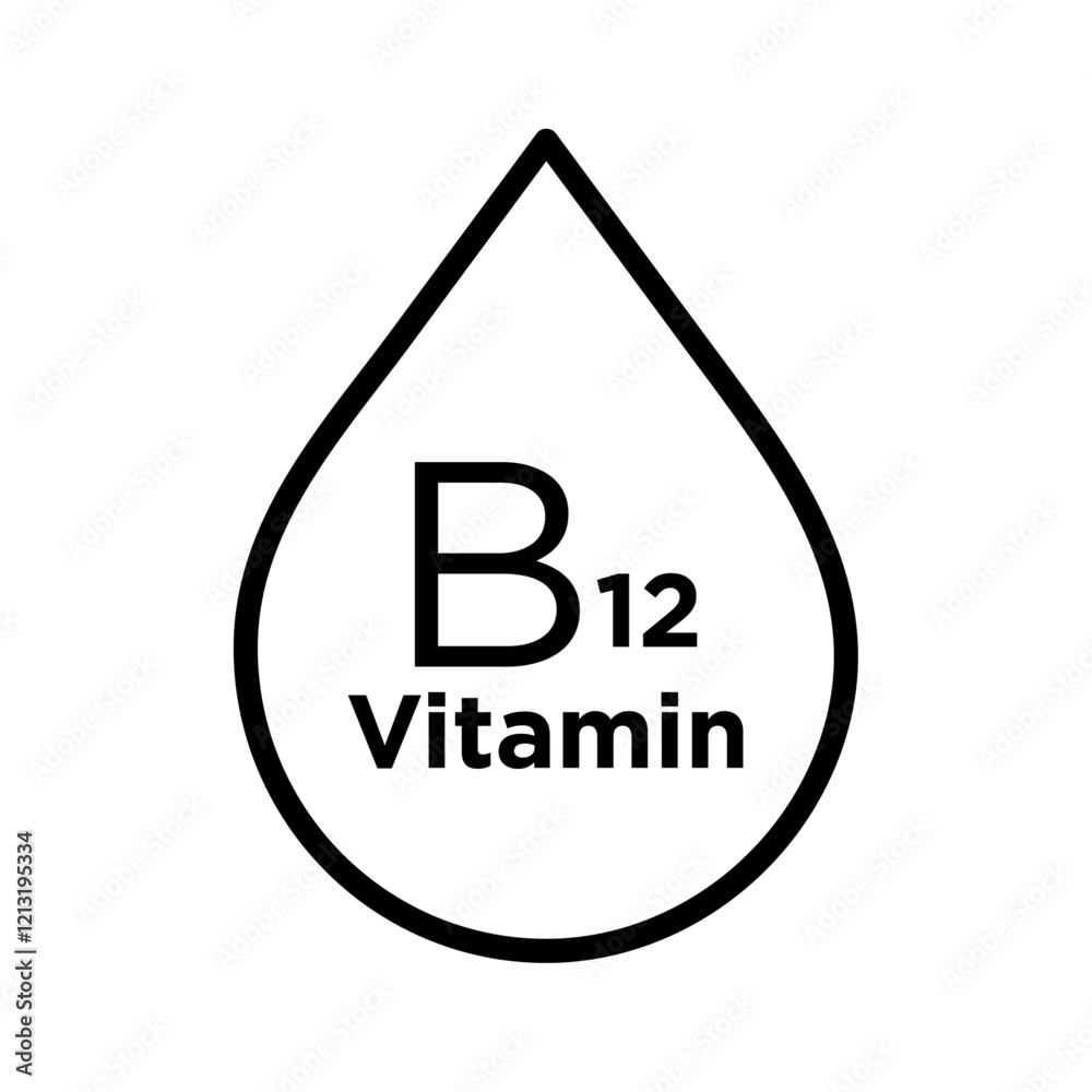 Vitamin B12 drop icon black and white vector sign Vitamin B12 drop icon black and white vector sign