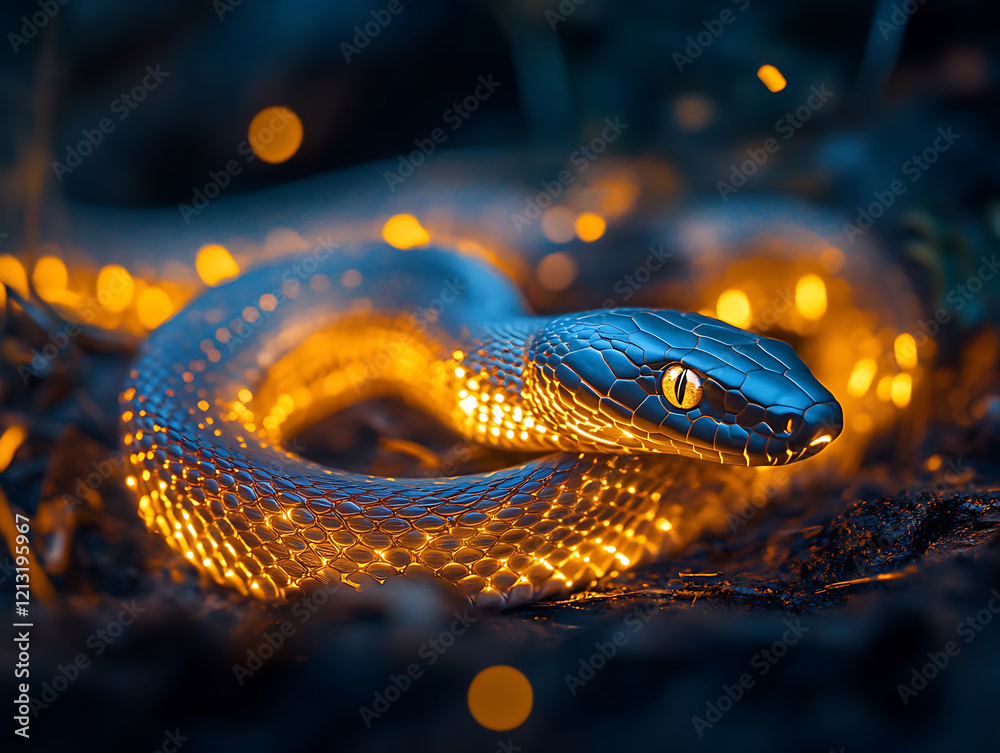A glowing snake slithers across the ground A glowing snake slithers across the ground