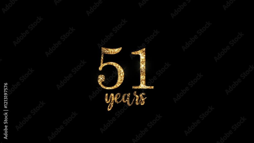 Happy 51st birthday with alpha channel, golden greeting, fifty-one years Happy 51st birthday with alpha channel, golden greeting, fifty-one years