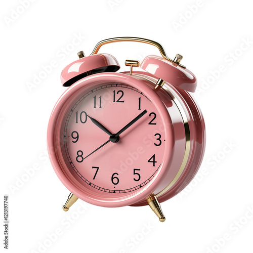 Pink Alarm Clock On Transparent Background	
