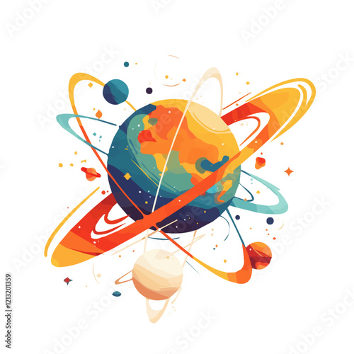 Gravitational Force Concept – Watercolor Illustration, Space Phenomenon Art, Physics-Inspired Artwork, Scientific Concept Design, Cosmic Energy Visualization
