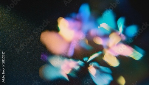 Iridescent flowers on black background