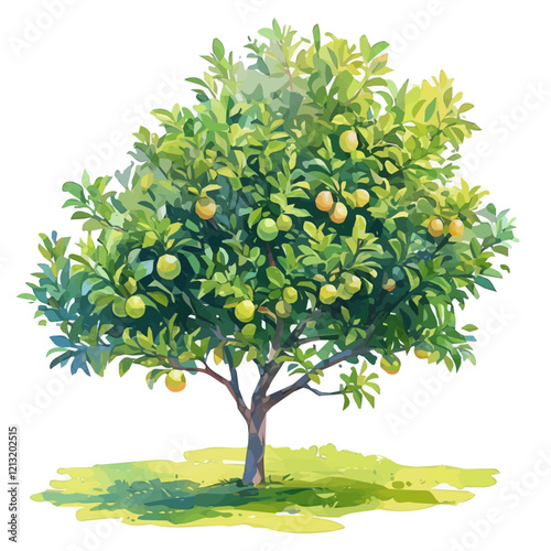 Wallpaper Mural Guava Tree with Fruit – Beautiful Watercolor Vector Illustration, Tropical Guava Tree Design, Nature-Inspired Artwork, Fresh Guava Tree with Ripe Fruits Vector.  
 Torontodigital.ca