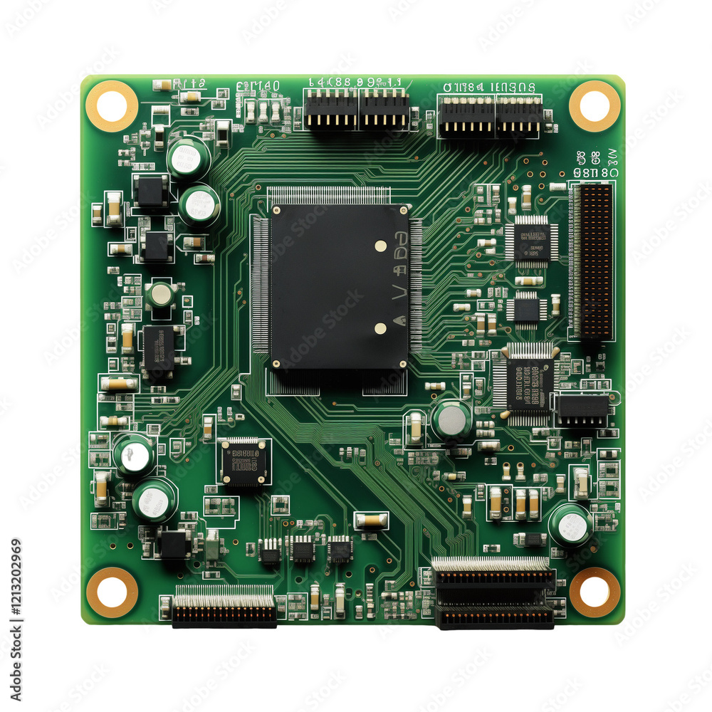 Green Circuit Board On White Background Green Circuit Board On White Background