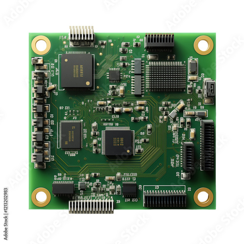 Green Circuit Board On Transparent Background	