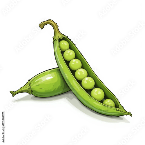 Pea pod isolated on a white background.vector illustration