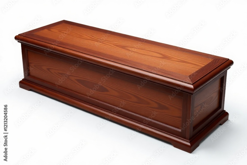 Plain wooden coffin or casket on a white background. Funeral and burial concept. Plain wooden coffin or casket on a white background. Funeral and burial concept.