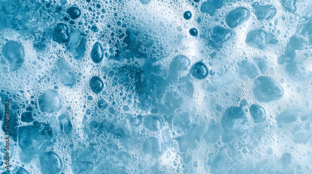 Abstract close-up of blue water with foam and bubbles. Perfect for background or texture. Abstract close-up of blue water with foam and bubbles. Perfect for background or texture.