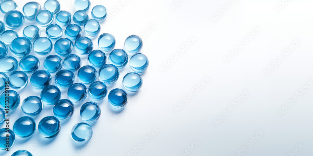 blue pills or glass balls on white background blue pills or glass balls on white background