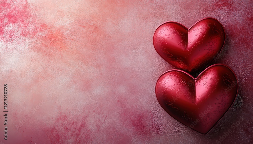 Romantic Red Hearts on a Textured Pink Background Valentine s Day Concept Romantic Red Hearts on a Textured Pink Background Valentine s Day Concept