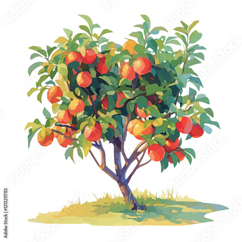 Illawarra Plum Tree with Fruit – Unique Watercolor Vector Illustration for Artistic Designs  
