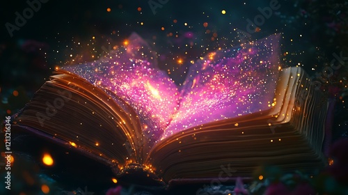 Wallpaper Mural Celestial open book with glowing stars and cosmic magic filling the air above Torontodigital.ca