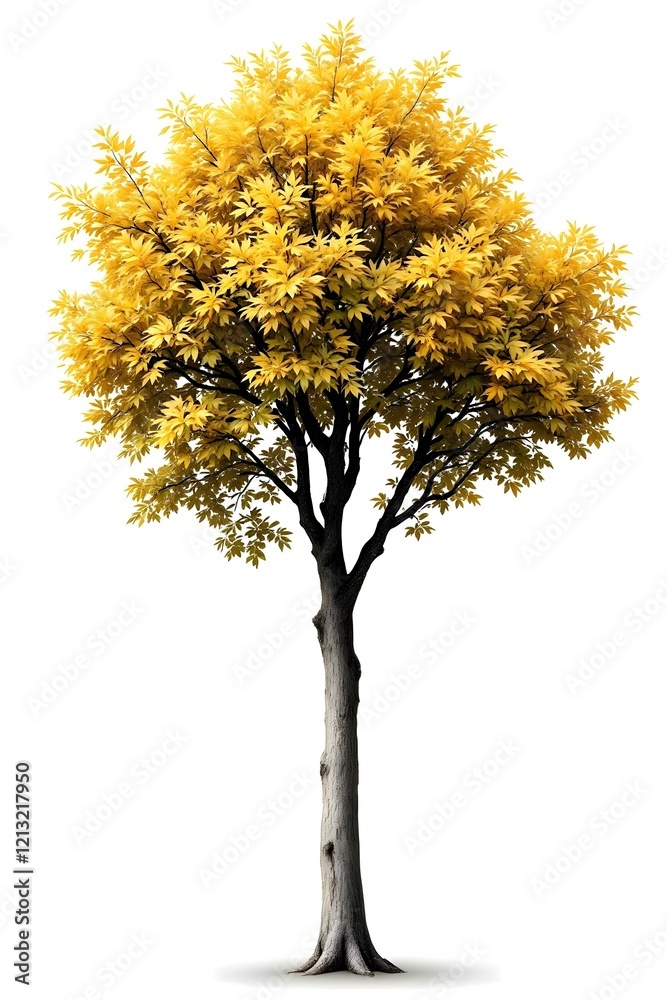 Yellow Autumn Tree Isolated on White Background for Seasonal Designs Yellow Autumn Tree Isolated on White Background for Seasonal Designs