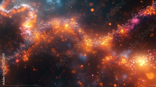 An animated-style illustration of DNA arranged into chromosomes during cell division, with key genetic markers visible. 269