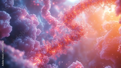 A close-up of a genome with detailed base pairings of DNA strands in a circular molecular arrangement. 343