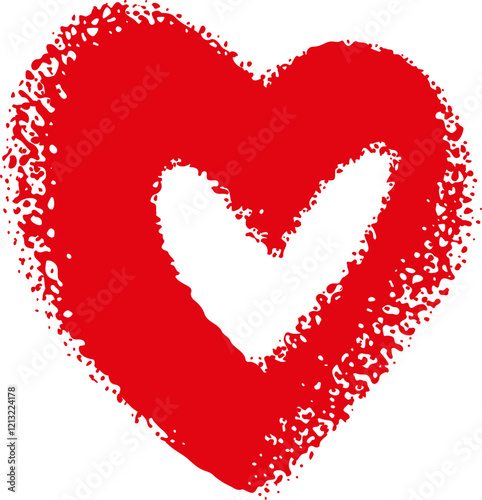Red heart in graffiti style with visible drops of paint. Vector imitation of aerosol paint. Symbol of love and valentine`s day. Vector element for holiday design, isolated on white.