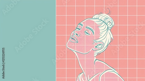 Hand-Drawn Pink Grid Style Figure Vector Illustration