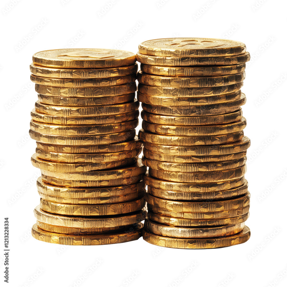 Gold coins stacks isolated on transparent background Gold coins stacks isolated on transparent background