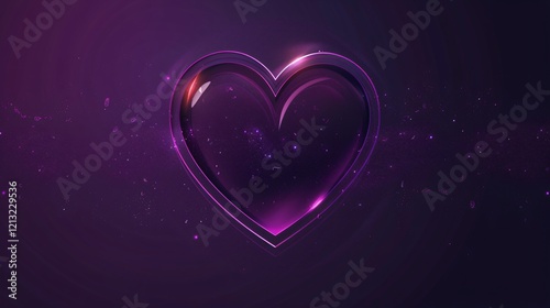 Purple Heart Love Flat Vector Illustration