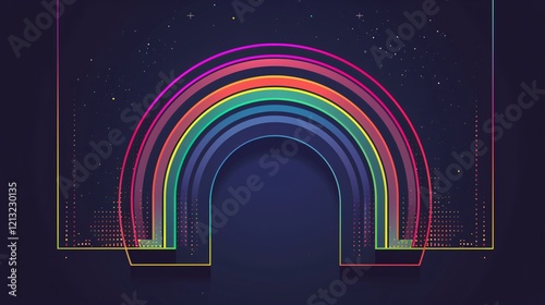 Vibrant Rainbow Geometric Shapes in Flat Vector Style Design Illustration