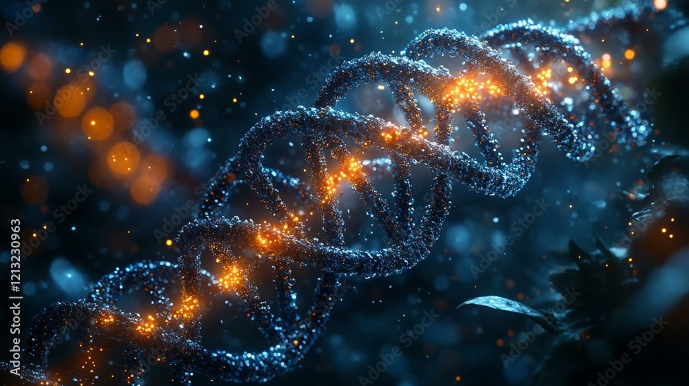 A close-up view of a chromosome with DNA strands spiraling and linked by protein markers. 216 A close-up view of a chromosome with DNA strands spiraling and linked by protein markers. 216
