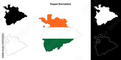 Koppal district (Karnataka) outline map set