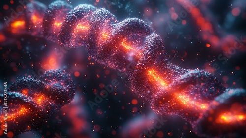 A conceptual image of the chromosomal arrangement within a human cell, glowing as it undergoes DNA replication. 287