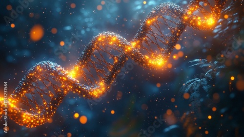 A conceptual image of the chromosomal arrangement within a human cell, glowing as it undergoes DNA replication. 286