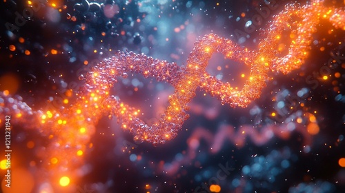 A futuristic genome sequence analysis, displaying individual gene structures with animations of DNA replication. 339