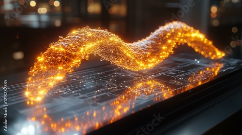 A sleek, modern digital interface of genome sequencing with a genome mapped across a futuristic display. 395