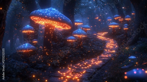 A glowing underwater city with bioluminescent lights emanating from marine creatures and architecture. 435
