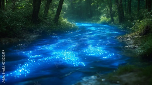 A glowing bioluminescent jellyfish drifting gracefully through a clear ocean at twilight. 456 photo