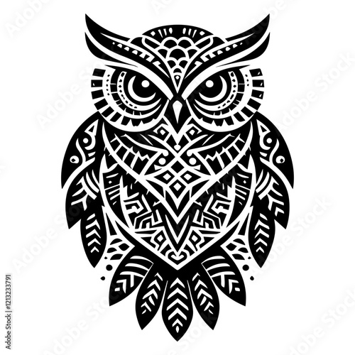 Black and white vector the owl logo on a white background.