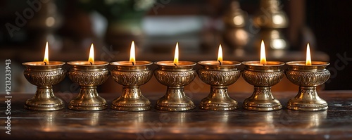 Gilded Indian Oil Lamp Diya for Ritual Ceremonies