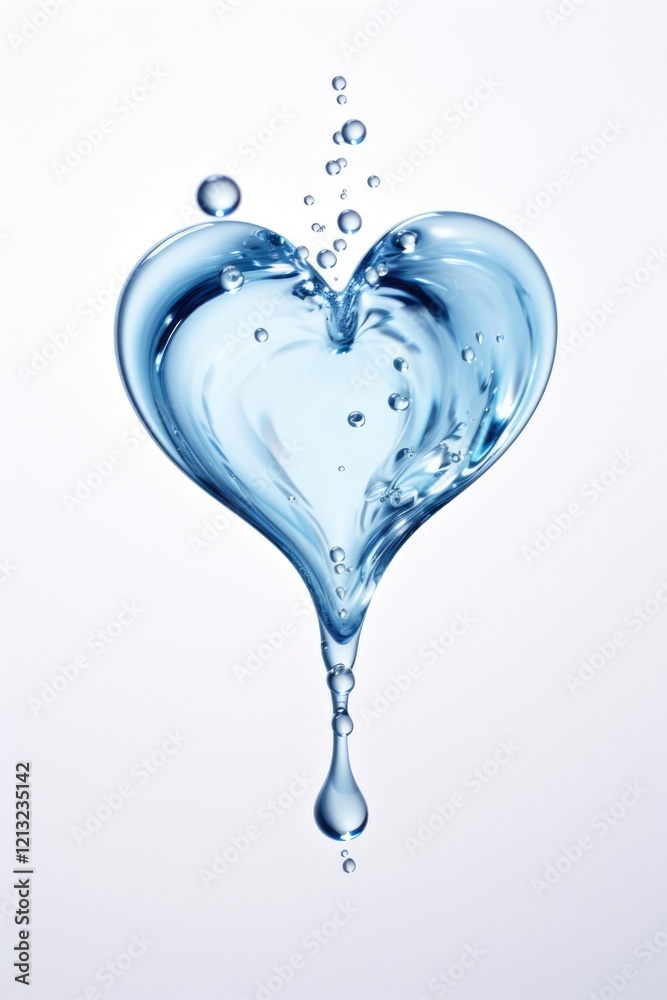 Heart shape water drop white background Heart shape water drop white background