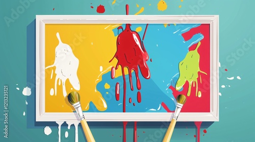 Vibrant Paint Colors Handsprint Illustration in Flat Vector Style