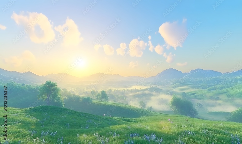 Fototapeta premium Easter morning,Easter image wallpaper,generation AI